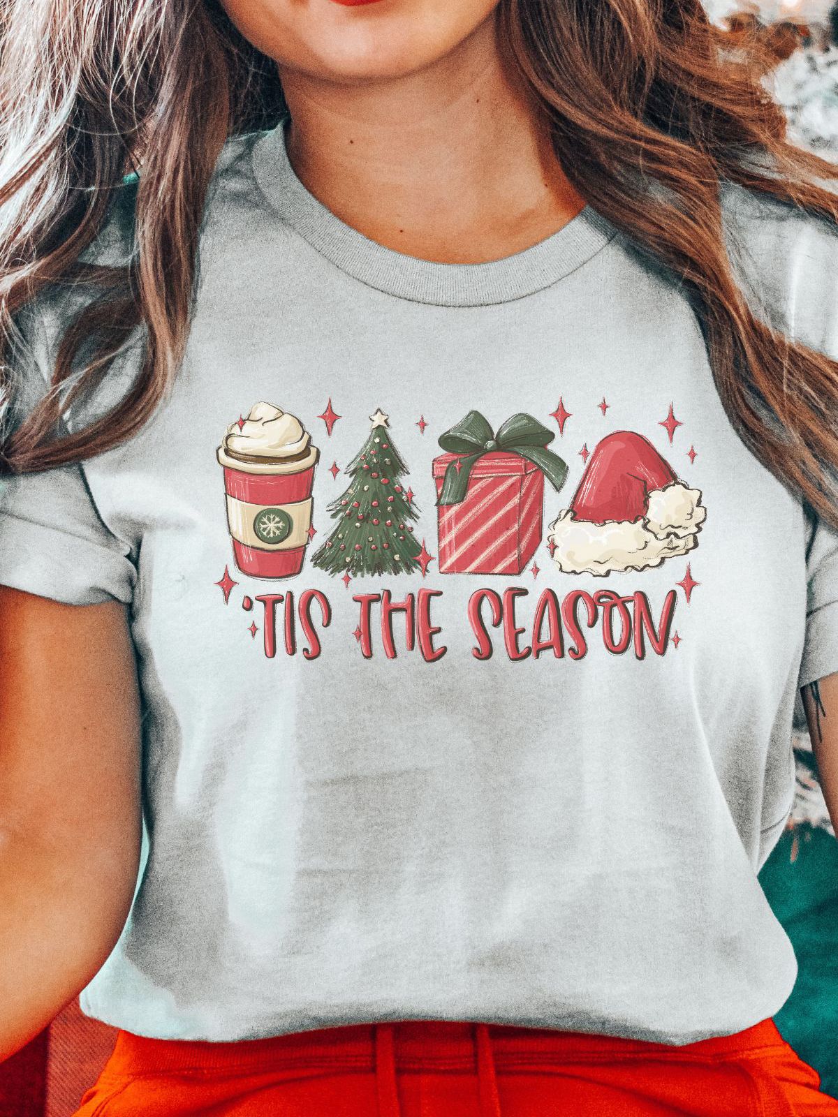 woman wearing tis the season christmas t-shirt