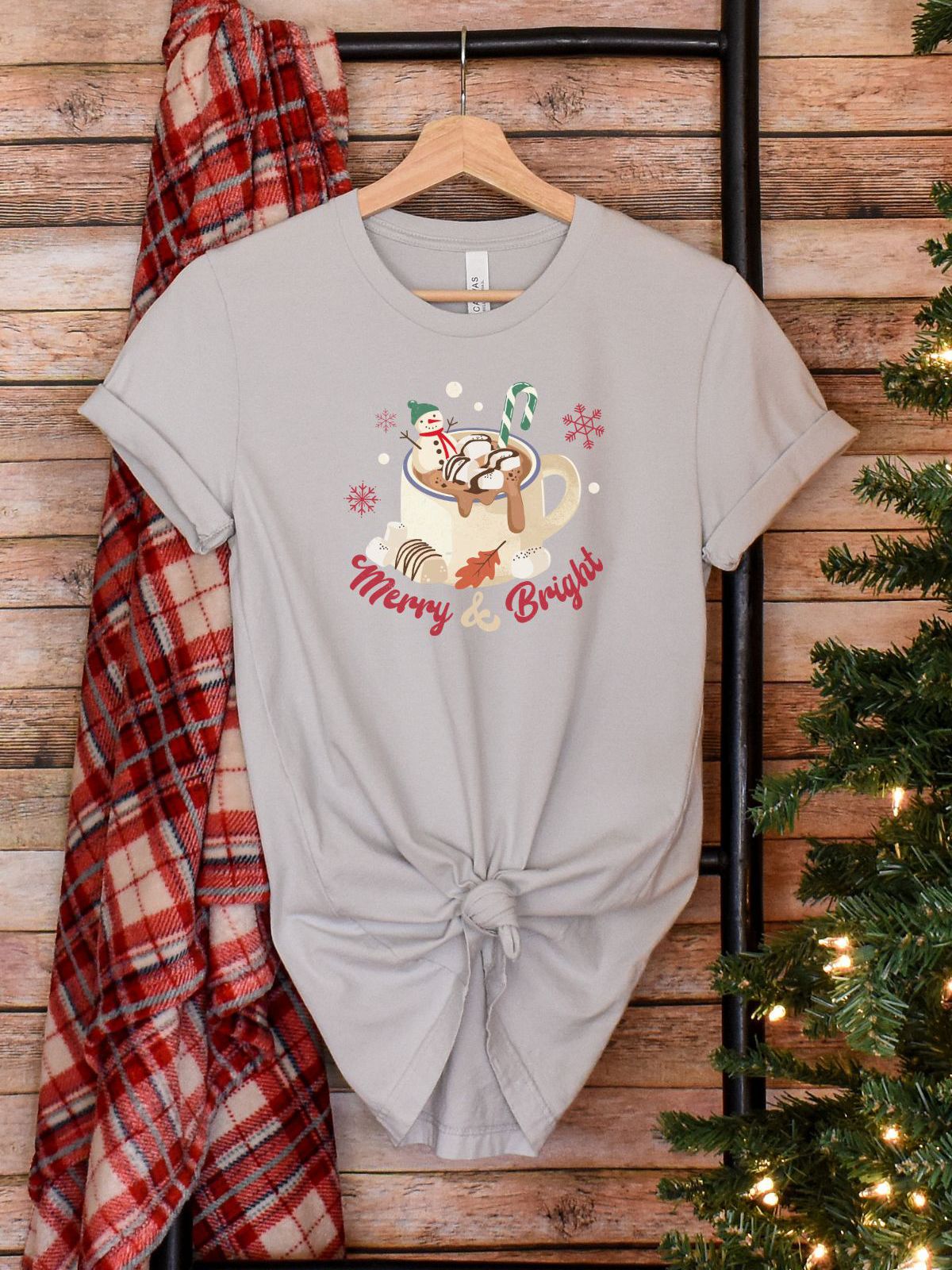Merry Bright Christmas themed women's t-shirt