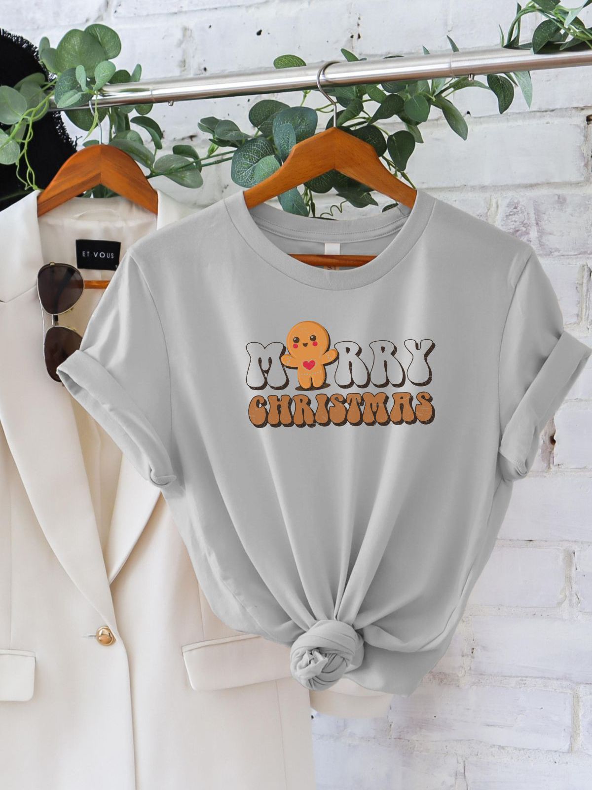 Gingerbread Christmas T-shirt on hanger
