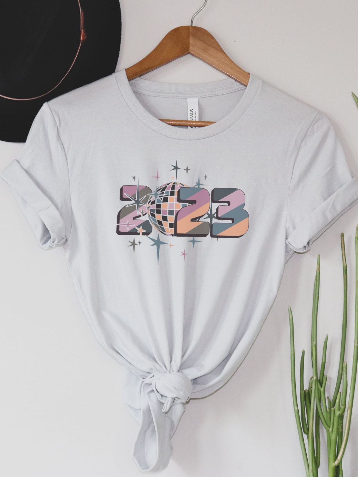 2023 disco ball design on a women's t-shirt