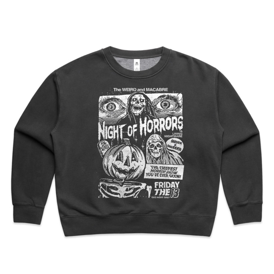 Night of Horrors Womens Sweatshirt Halloween