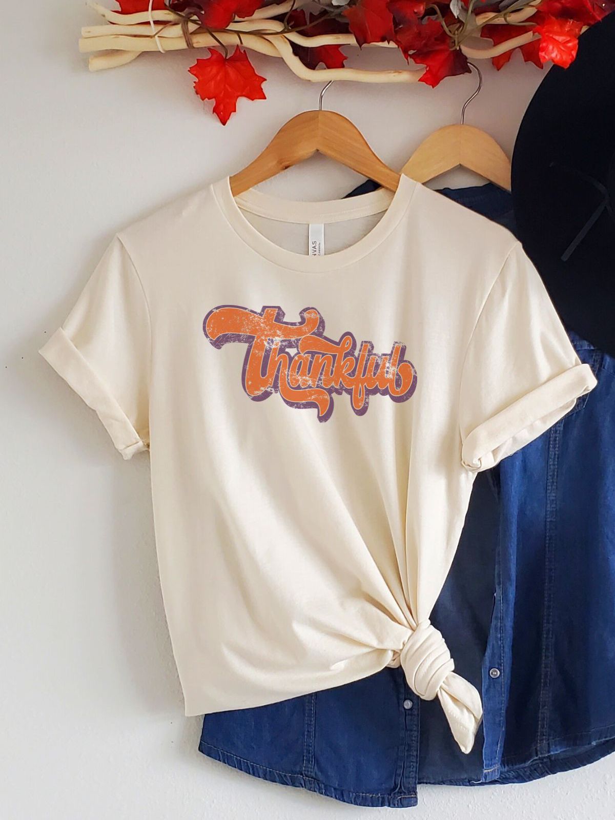 Thankful Womens T-Shirt Thanksgiving