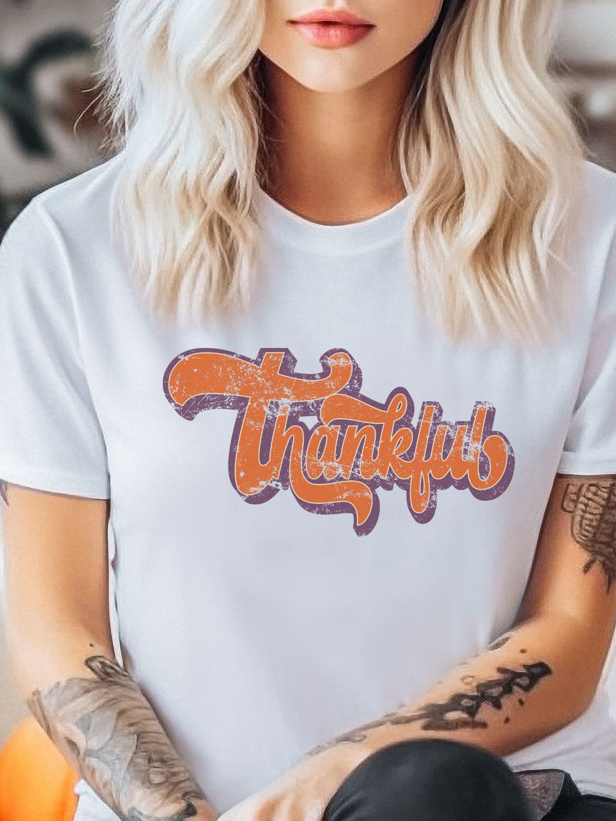Thankful Womens T-Shirt Thanksgiving