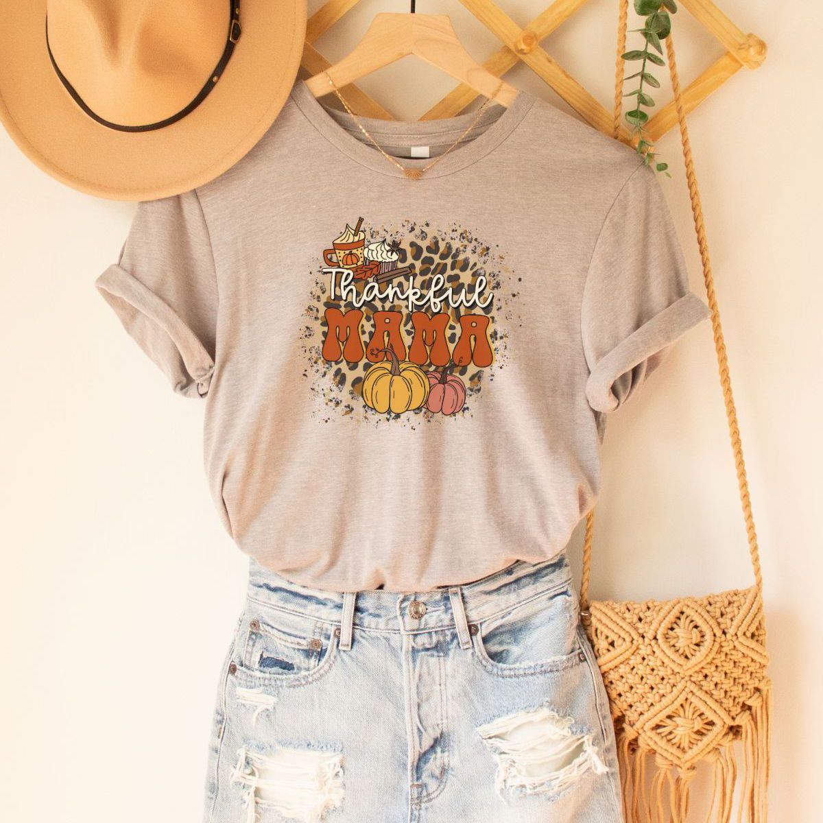Thankful Mama Womens T-Shirt Thanksgiving