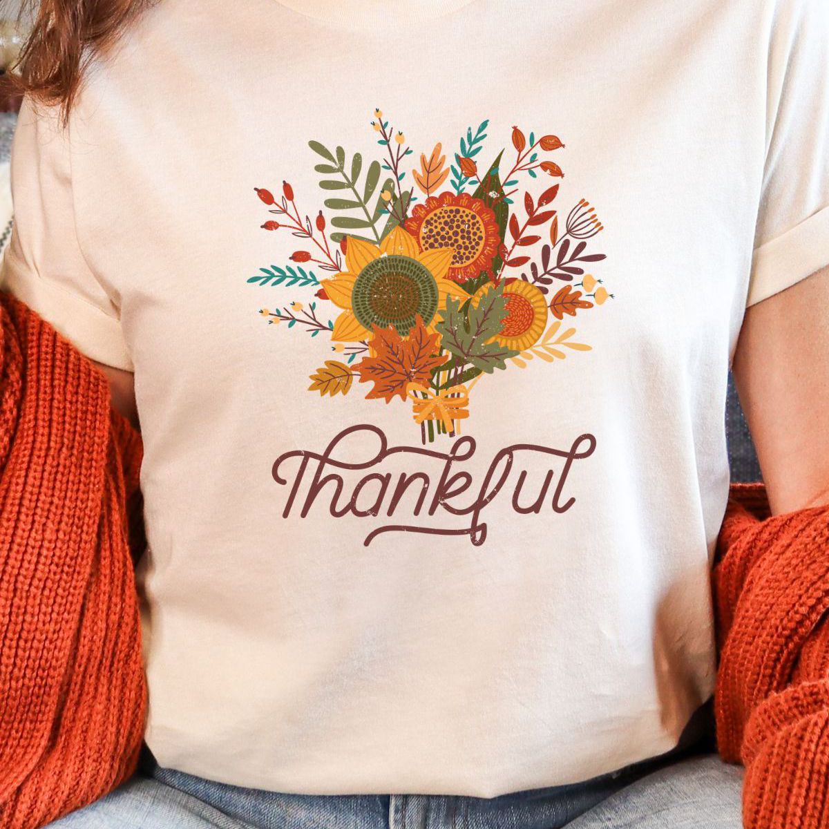 Thankful Women T-Shirt Thanksgiving