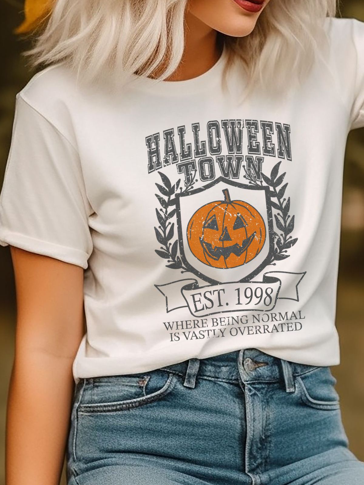 Halloween Pumpkin Womens T-Shirt Fall