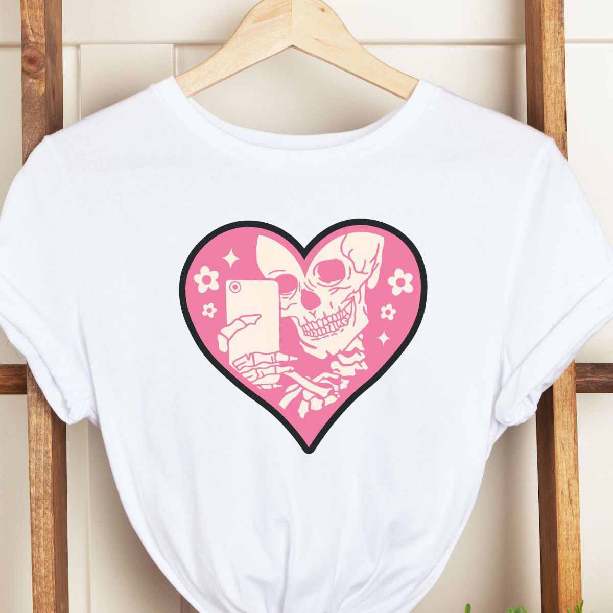 Skeleton Selfie Womens Tee Valentine