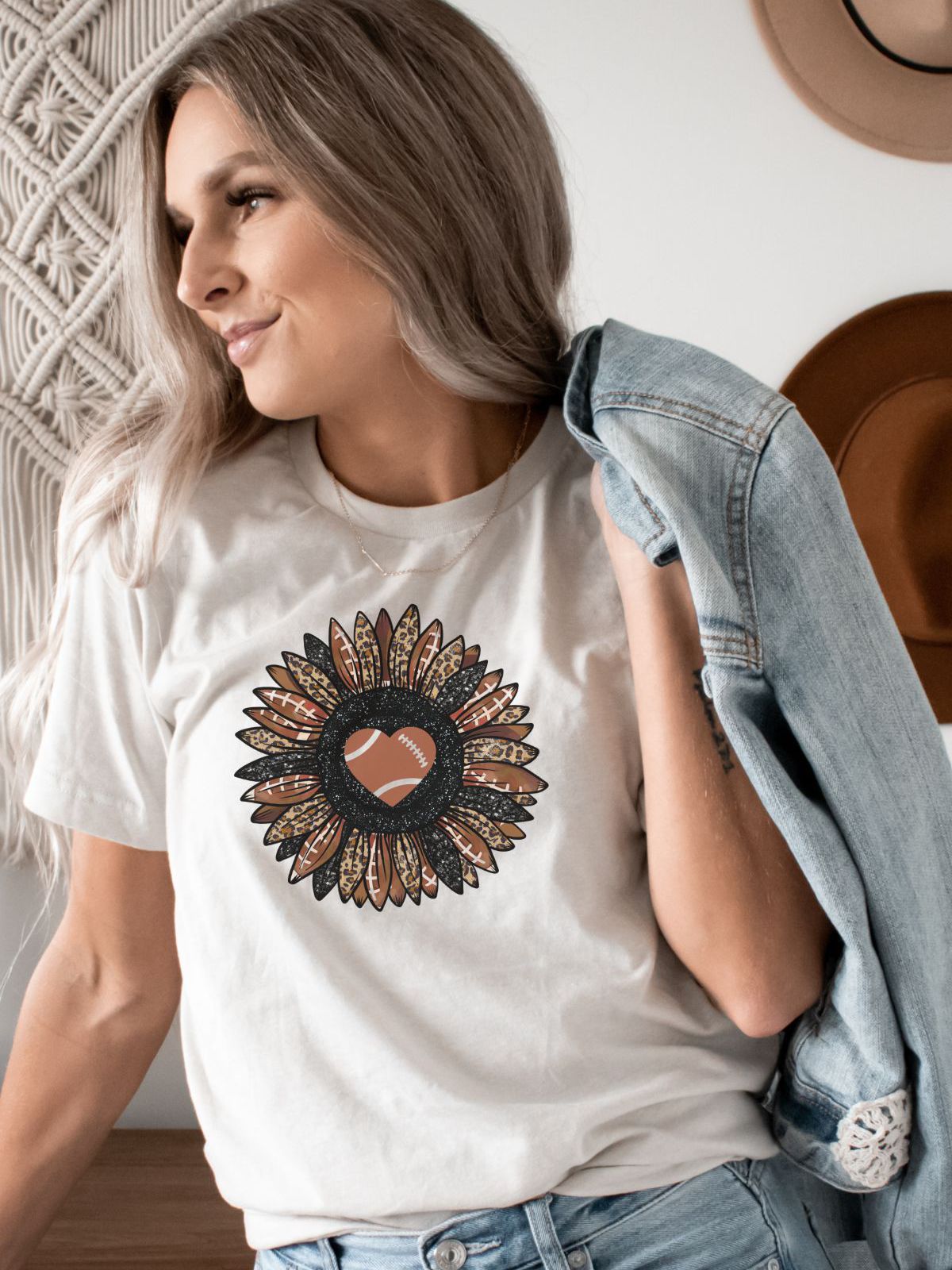 Football Floral Women's T-Shirt Fall