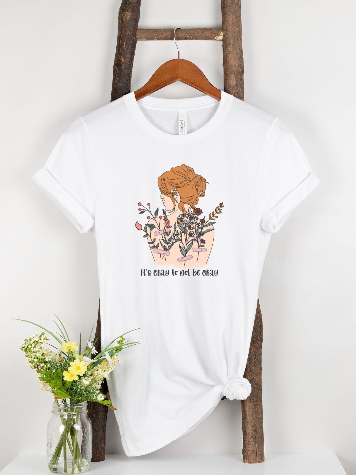 Floral Woman Graphic Tee Feminine Casual