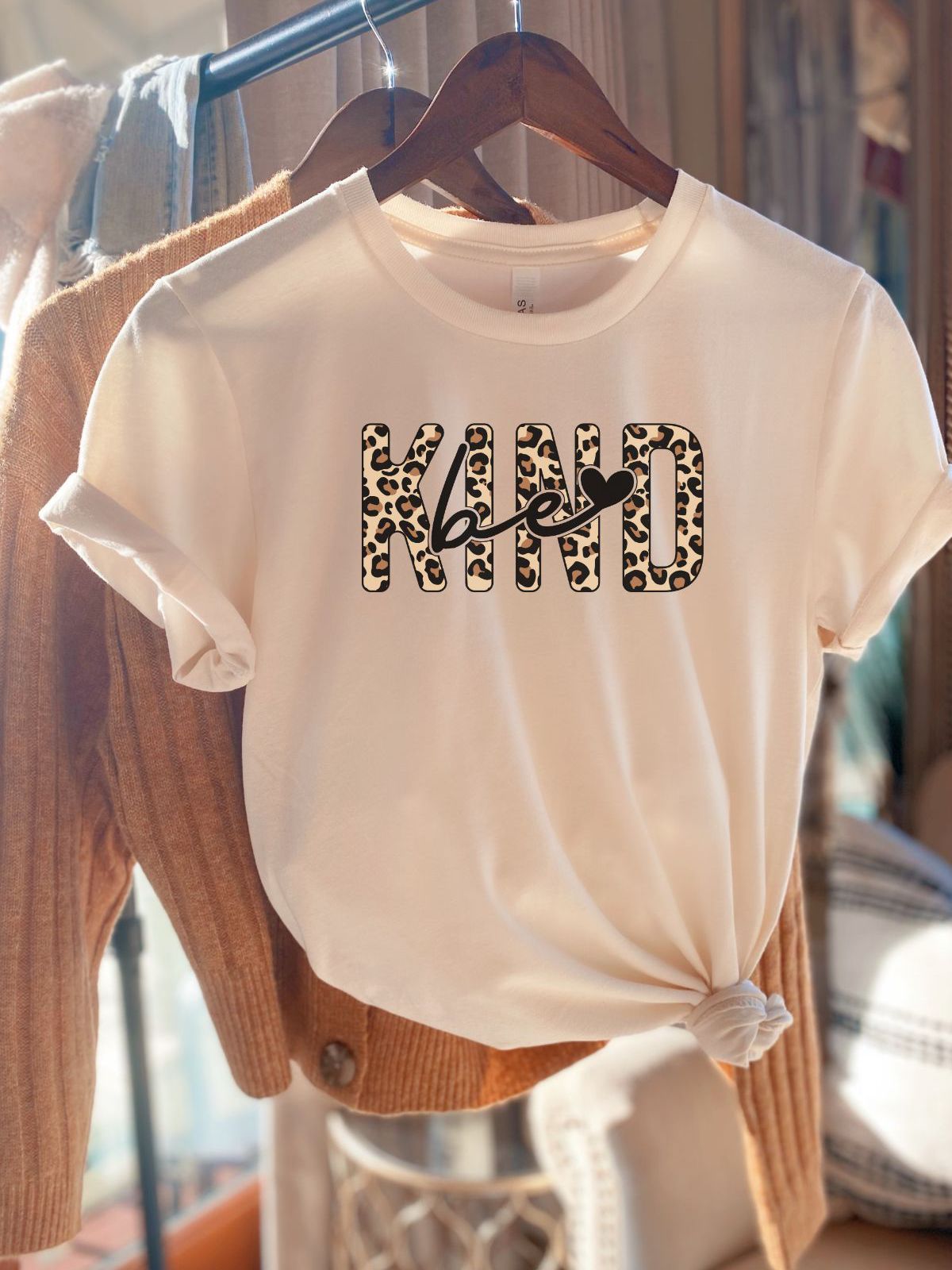 Be Kind Leopard Print Womens Tee