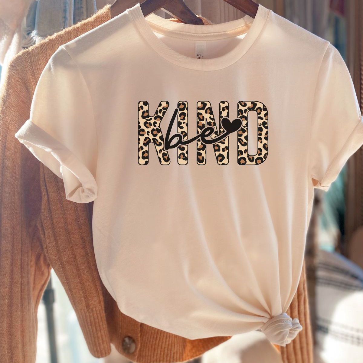 Be Kind Leopard Print Womens Tee
