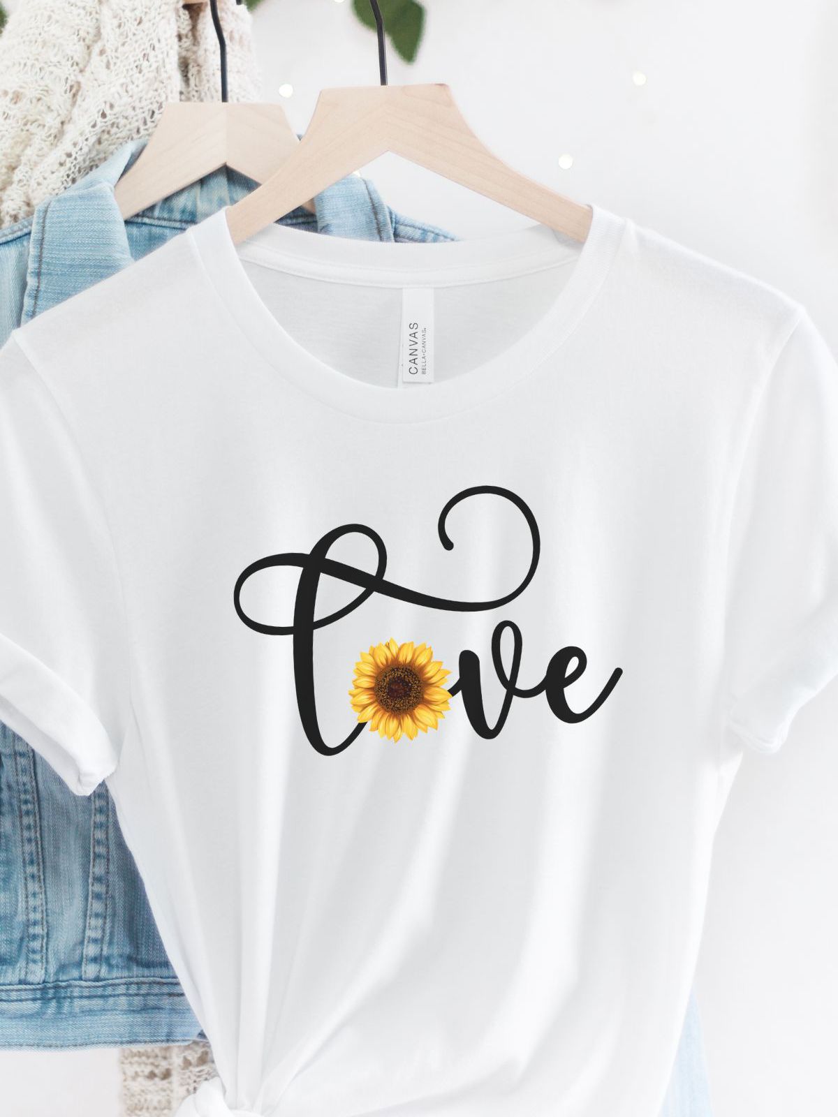 Love Sunflower Womens T-Shirt Casual Spring