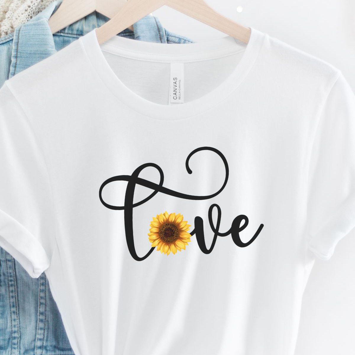 Love Sunflower Womens T-Shirt Casual Spring