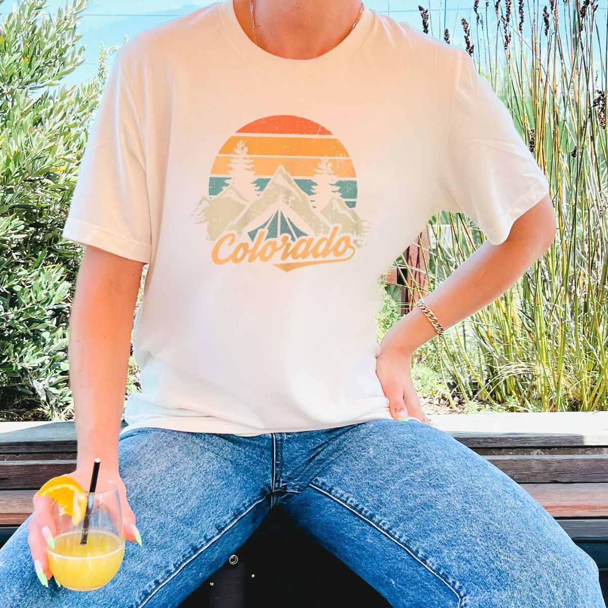 vintage mountain sunset tee