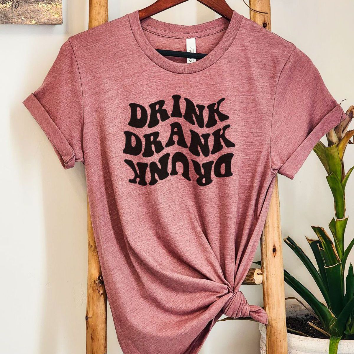 Drink Drank Drunk Womens T-Shirt Casual