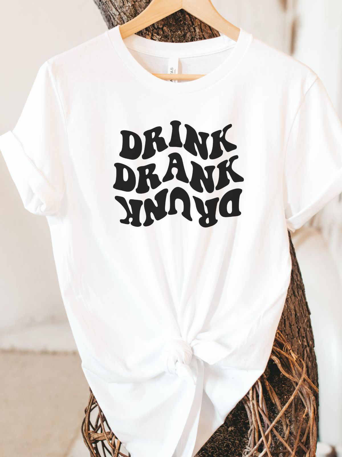 Drink Drank Drunk Womens T-Shirt Casual
