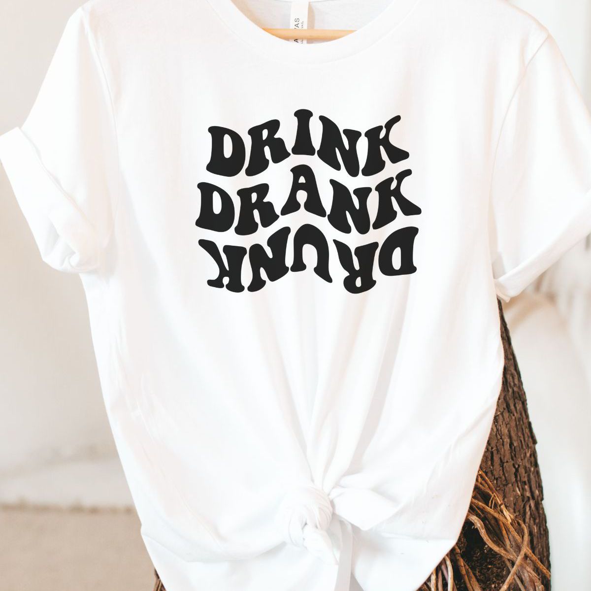 Drink Drank Drunk Womens T-Shirt Casual