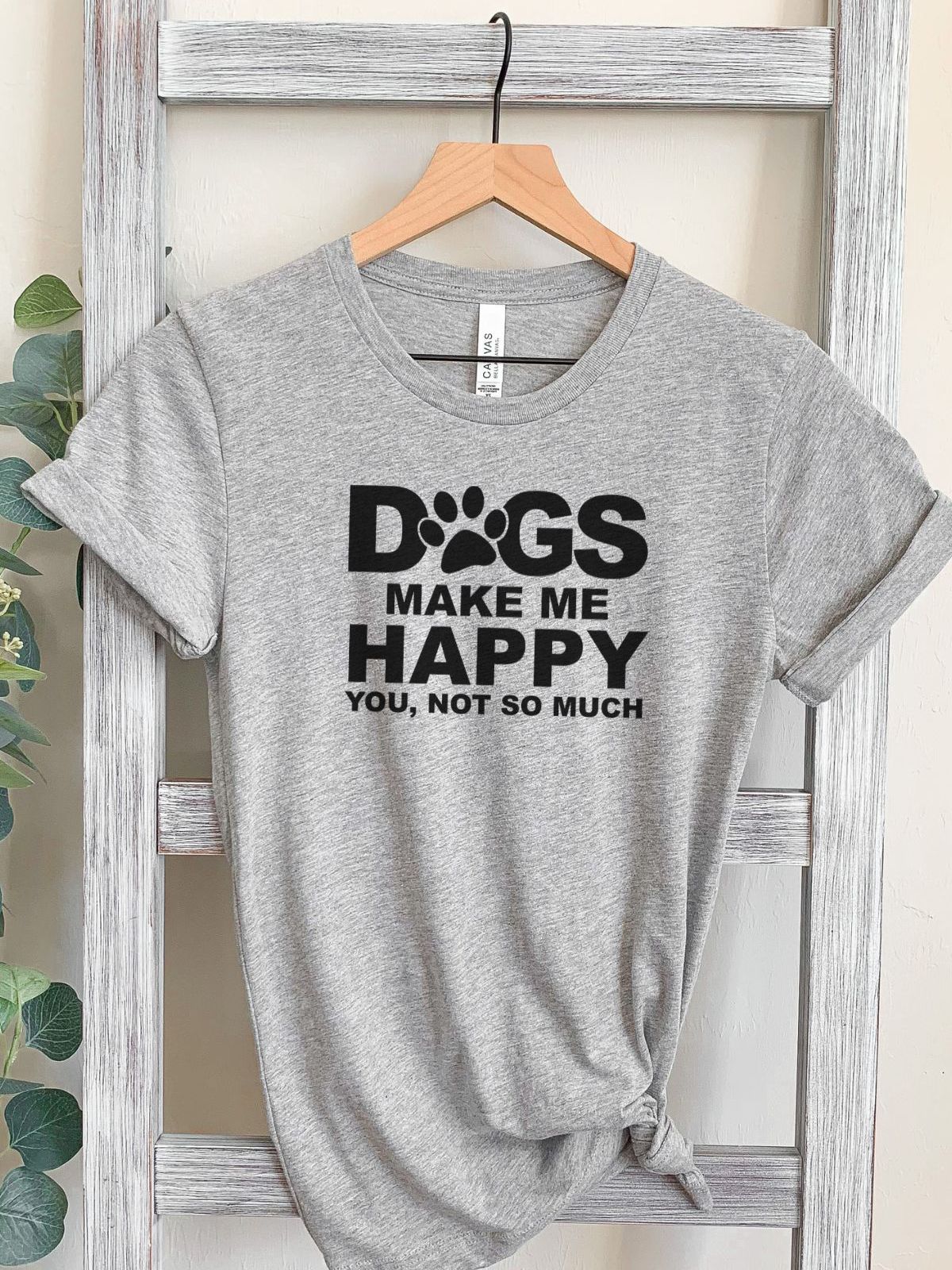 Dogs Make Me Happy Womens T-Shirt Casual