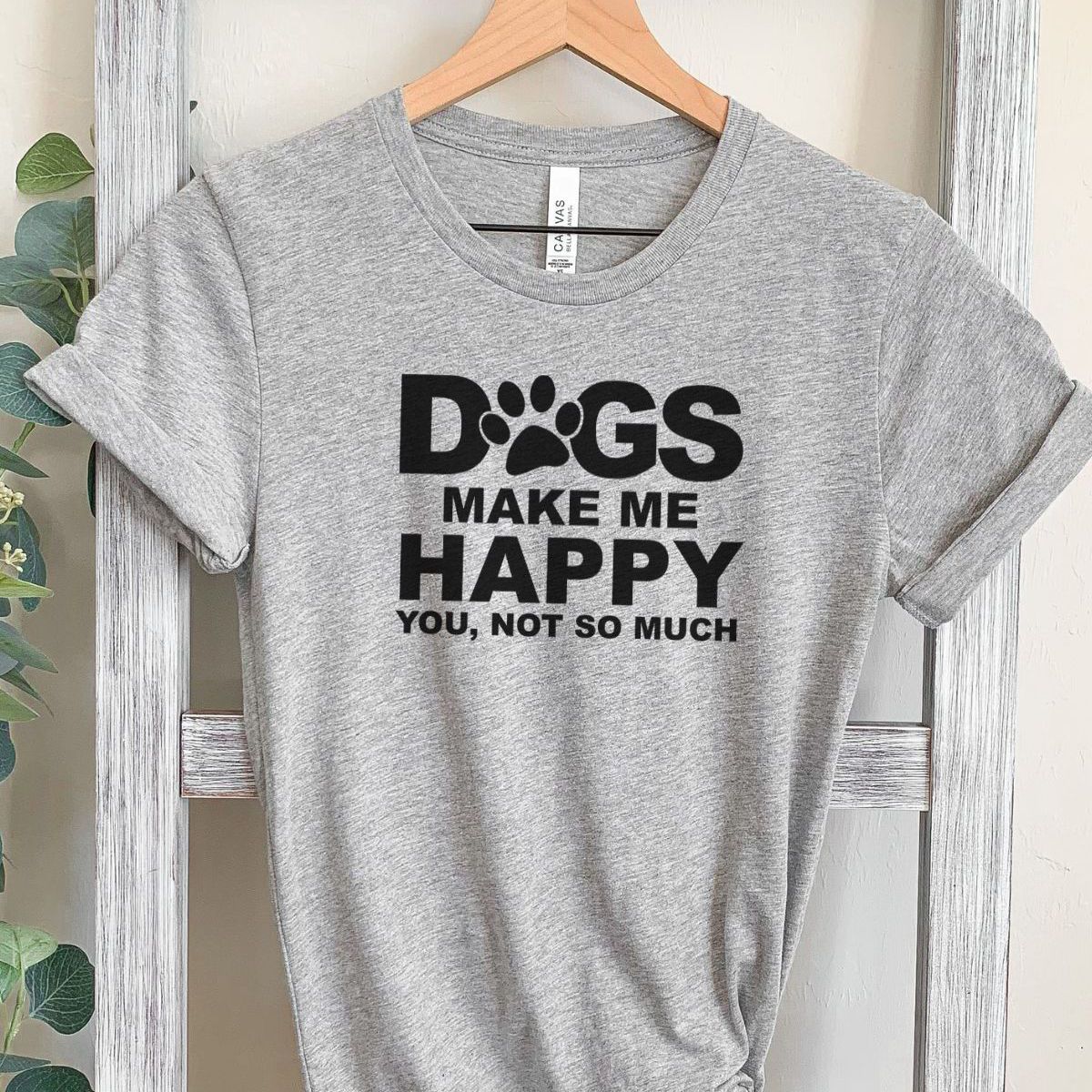 Dogs Make Me Happy Womens T-Shirt Casual