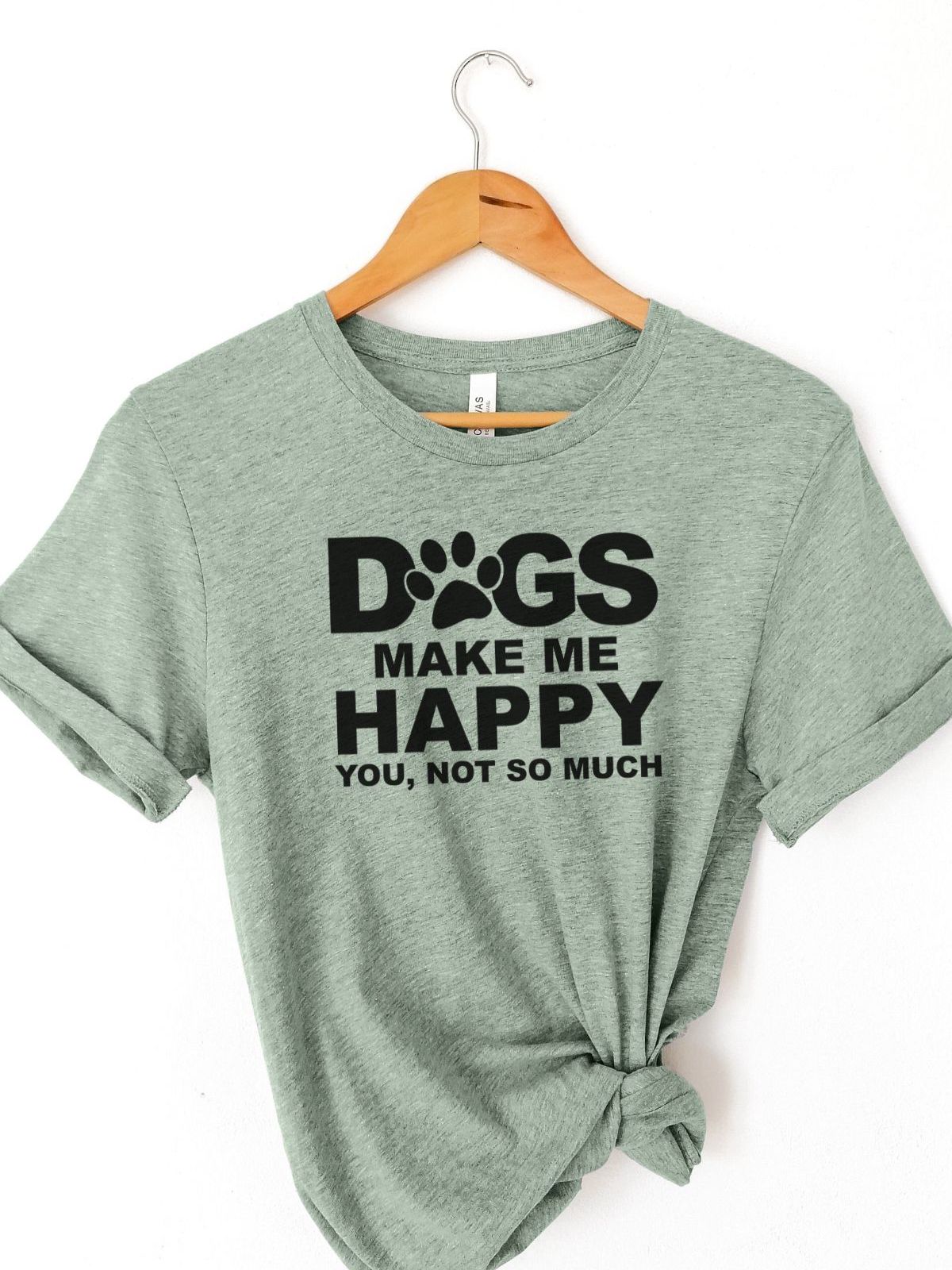 Dogs Make Me Happy Womens T-Shirt Casual