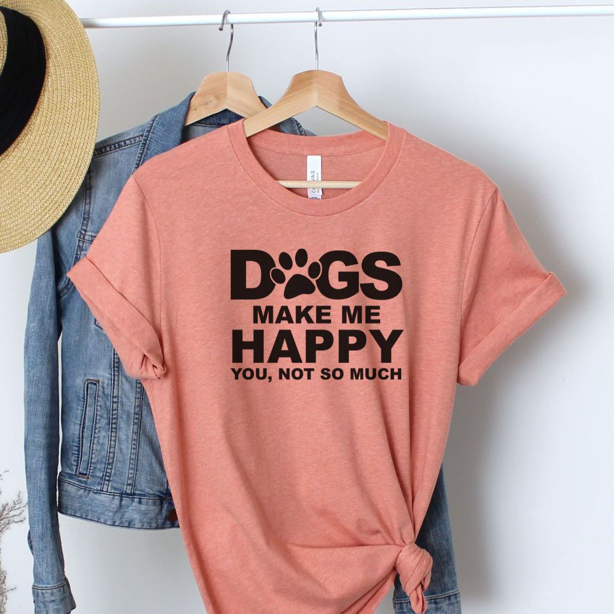 Dogs Make Me Happy Womens T-Shirt Casual