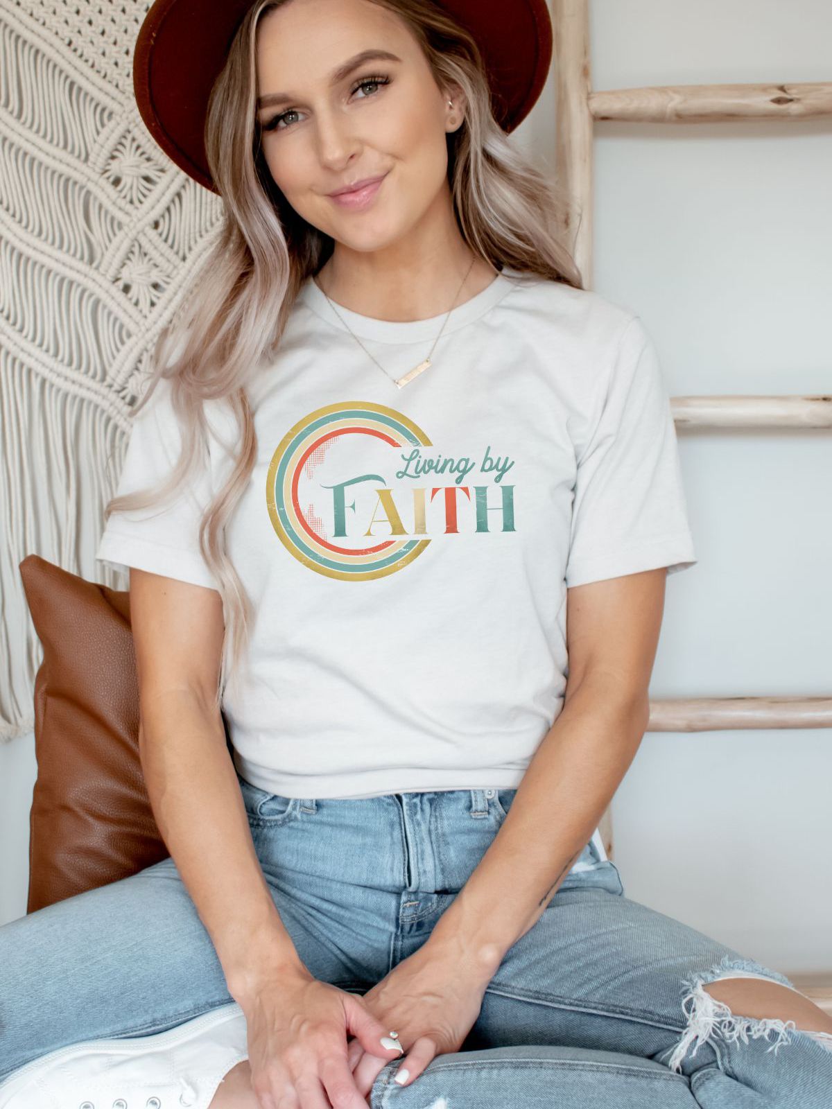 Living by Faith Women's T-Shirt Inspirational