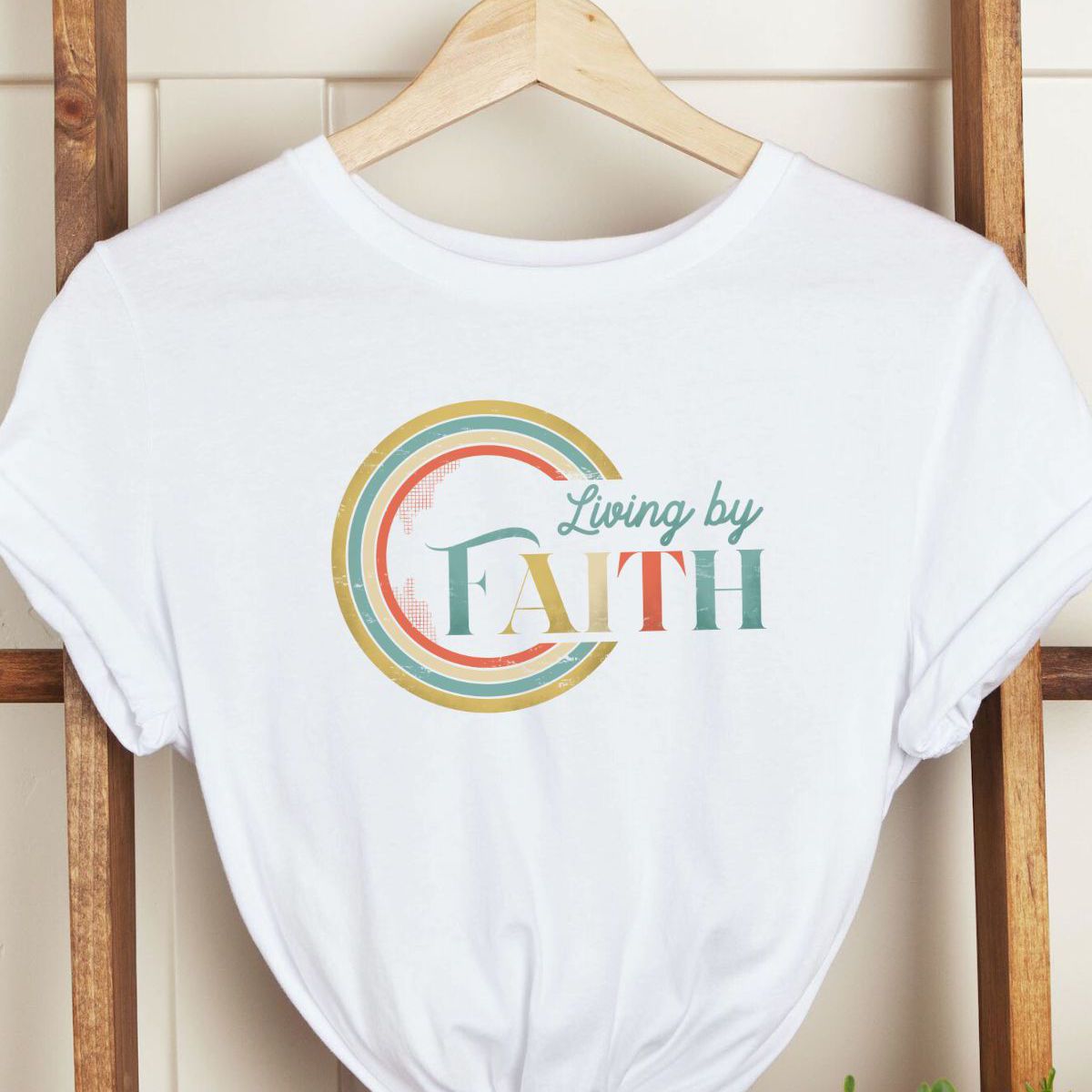 Living by Faith Women's T-Shirt Inspirational