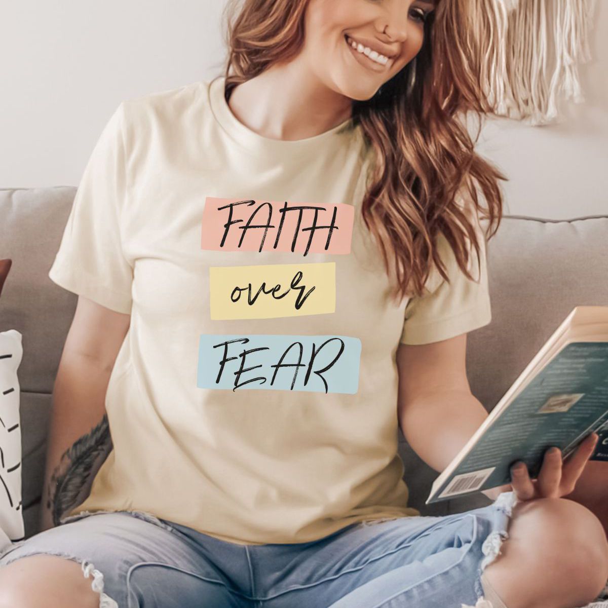 Motivational Faith Over Fear Tee