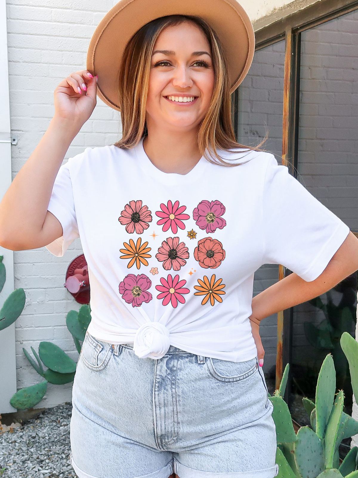 Floral Womens T-Shirt Spring Casual