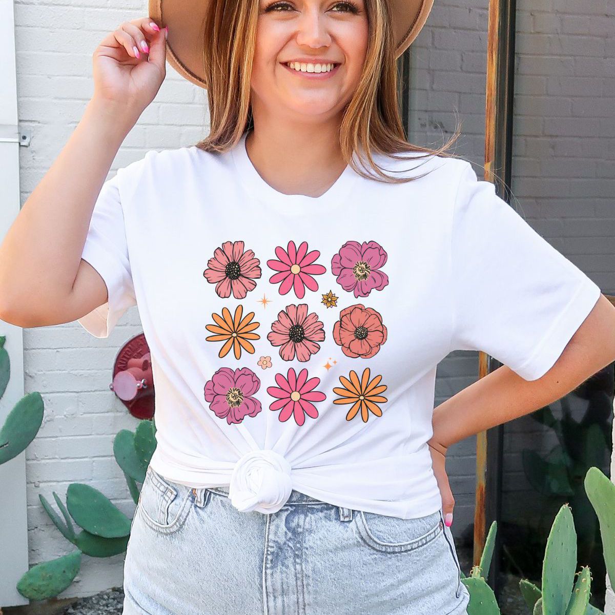 Floral Womens T-Shirt Spring Casual