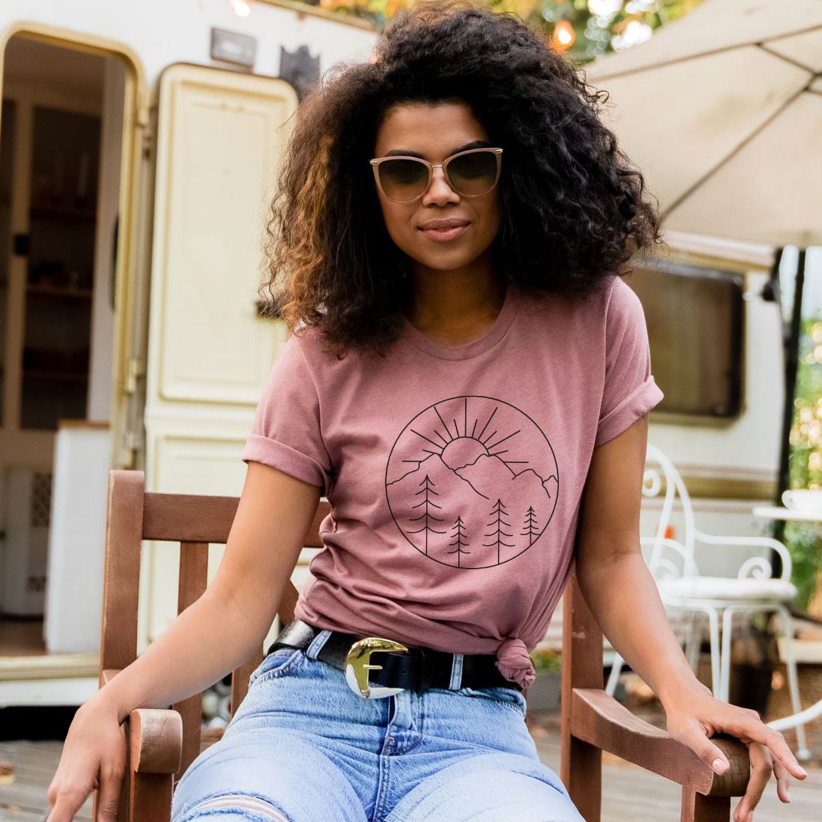 Sunset Mountains Womens Tee Casual