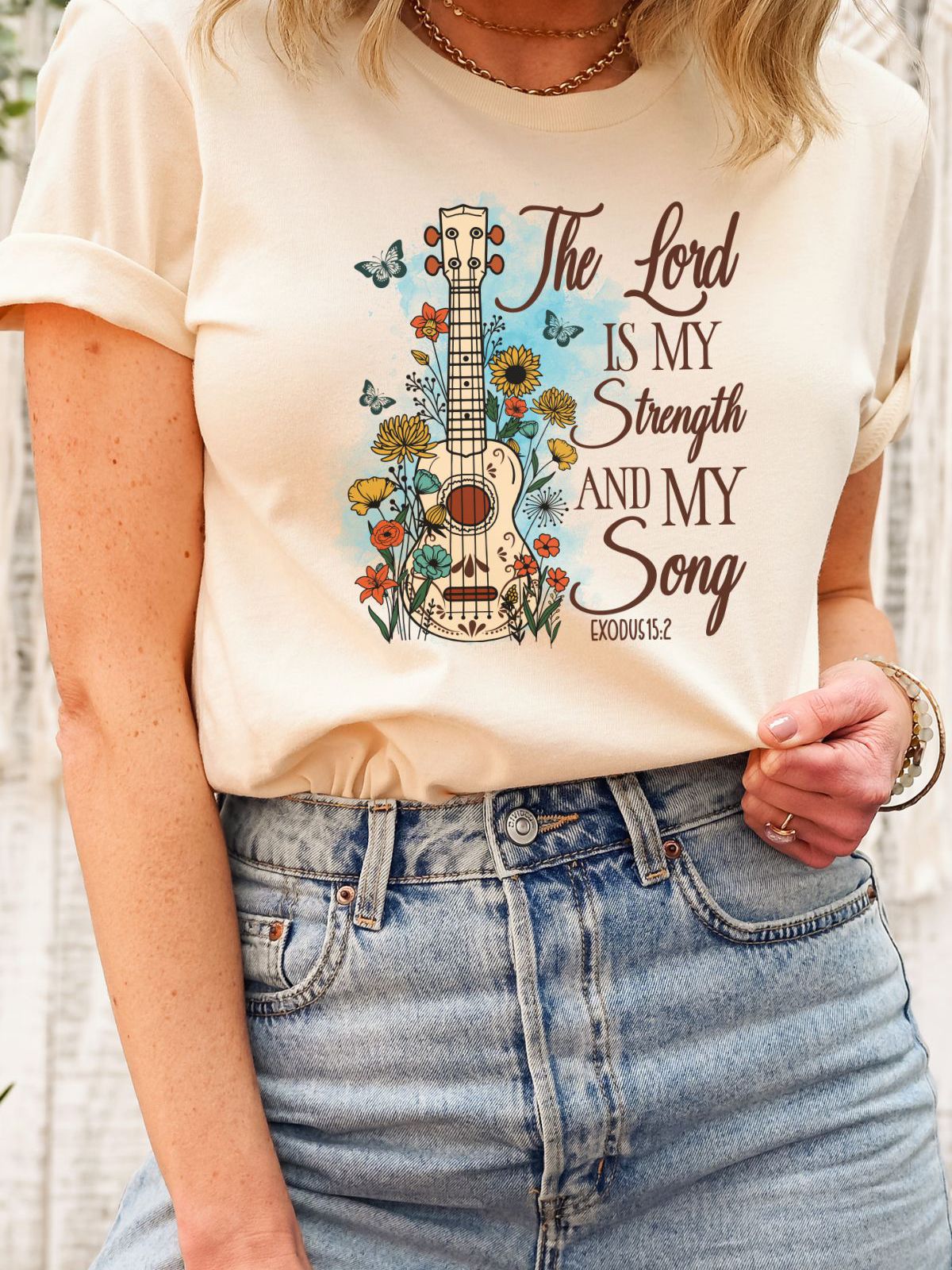 Guitar Flowers Womens Tee Inspirational
