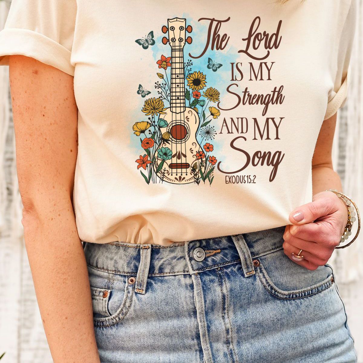 Guitar Flowers Womens Tee Inspirational