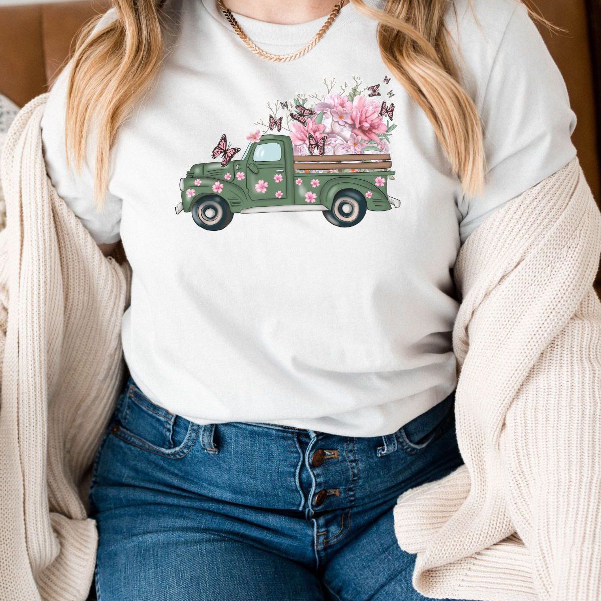 Floral Truck Womens Tee Spring