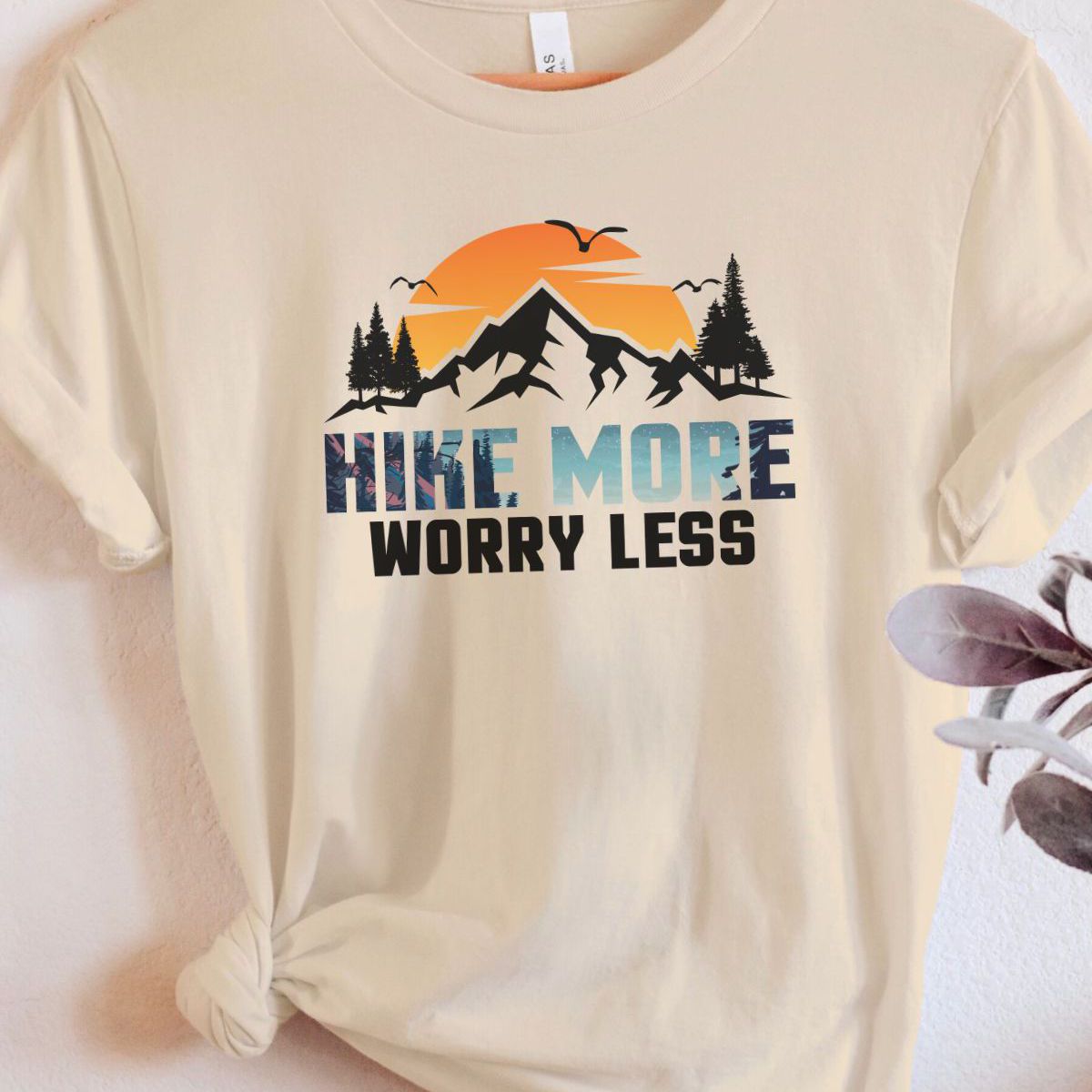 Hike More Worry Less Womens Tee Hiking Adventure