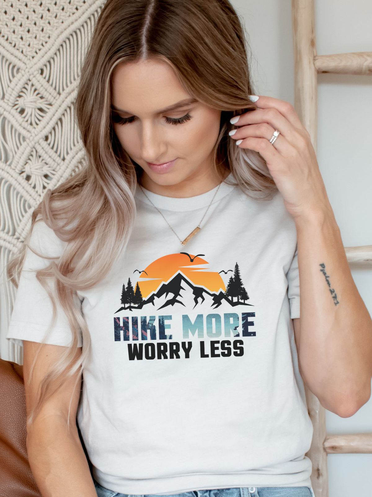Hike More Worry Less Womens Tee Hiking Adventure