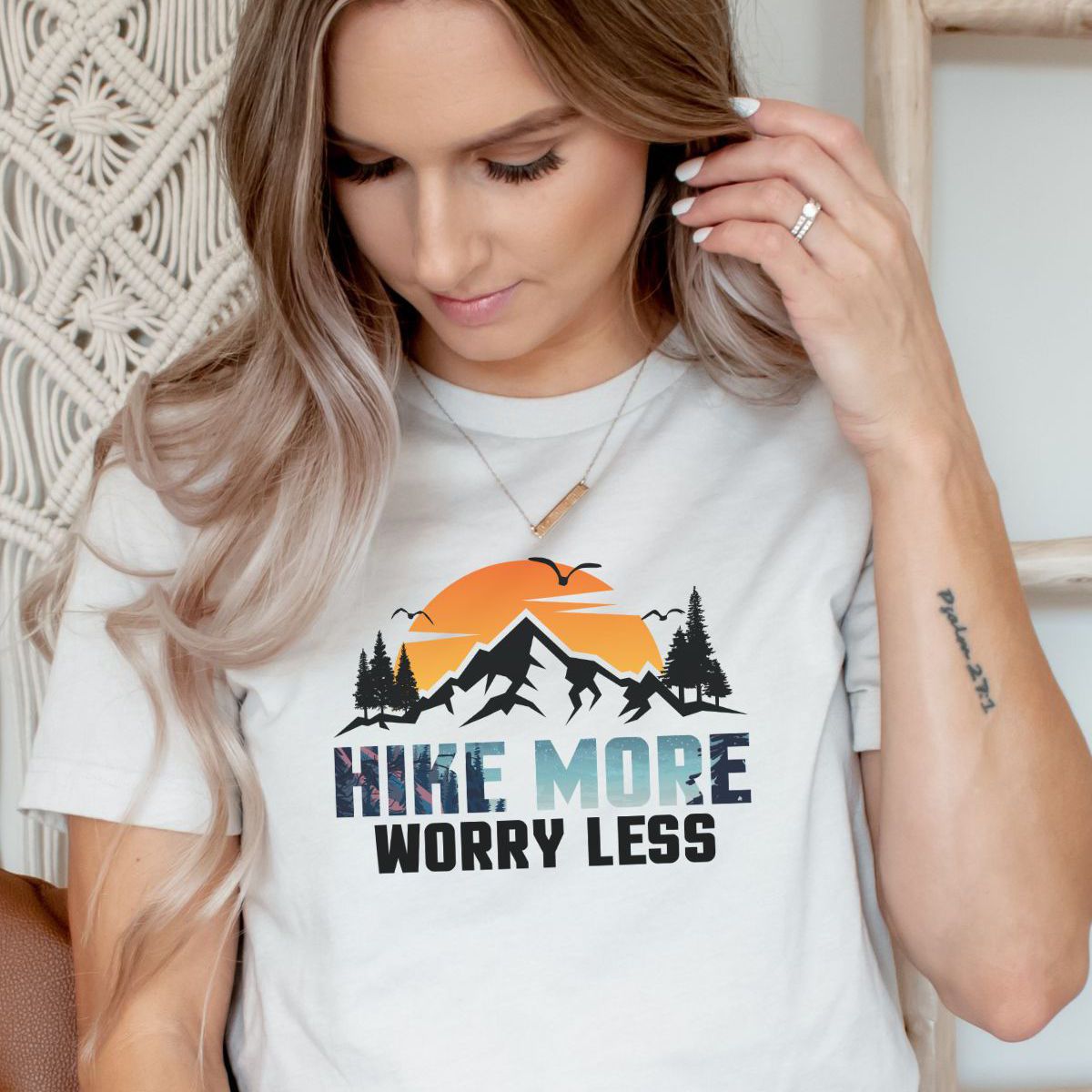 Hike More Worry Less Womens Tee Hiking Adventure