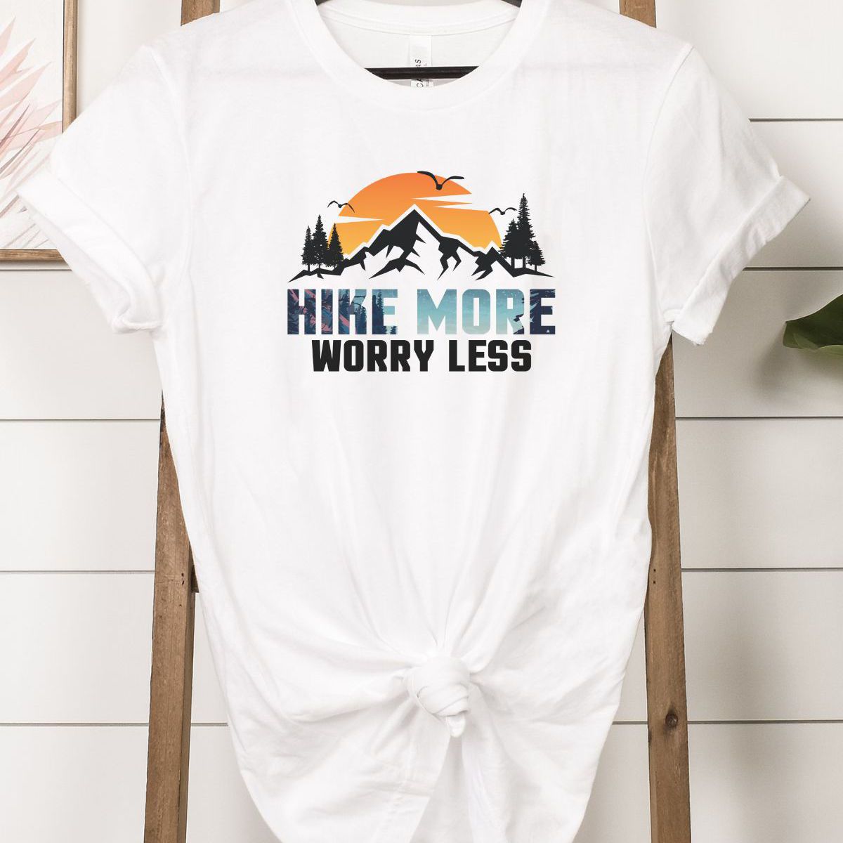 Hike More Worry Less Womens Tee Hiking Adventure