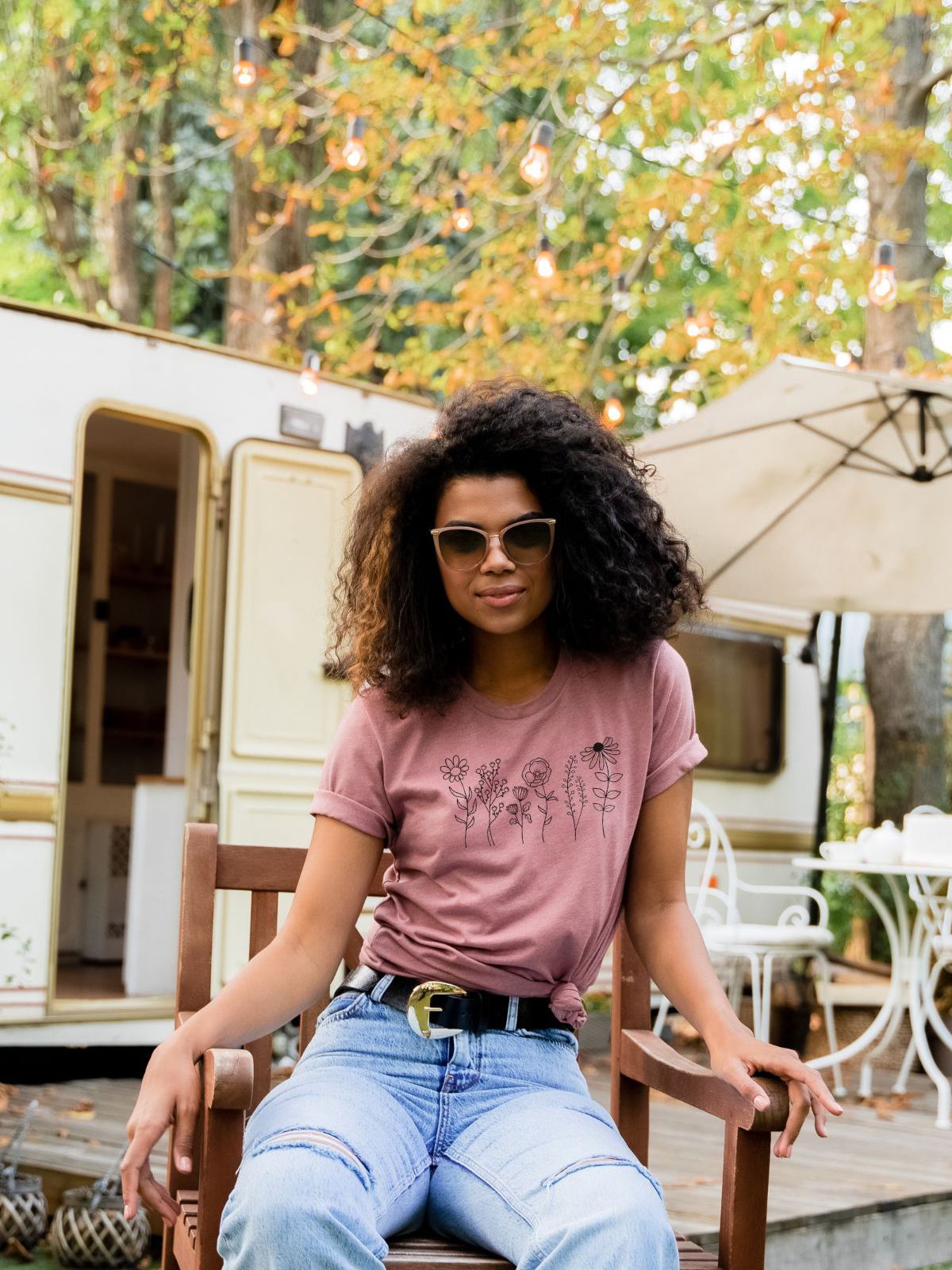 Floral Women's Tee Camping Spring