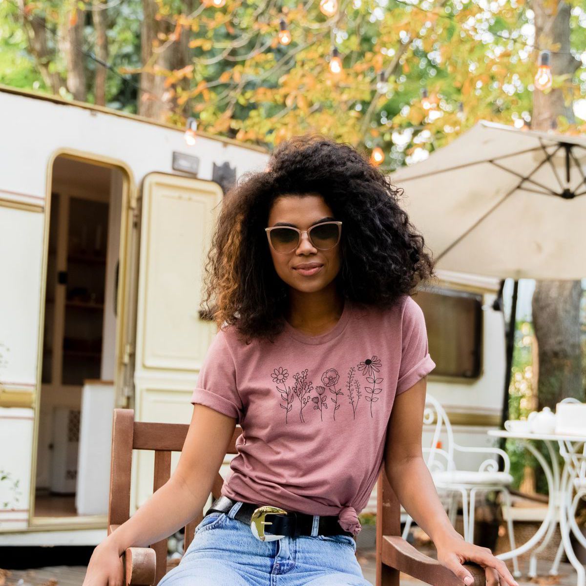 Floral Women's Tee Camping Spring