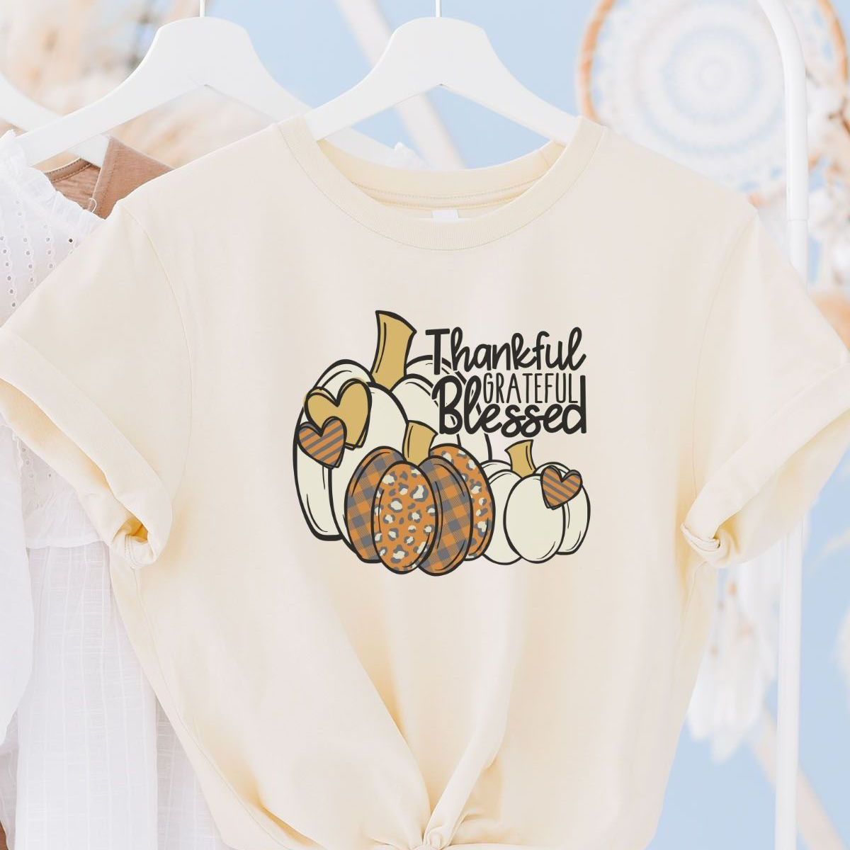 Thankful Grateful Blessed Women's T-Shirt Thanksgiving