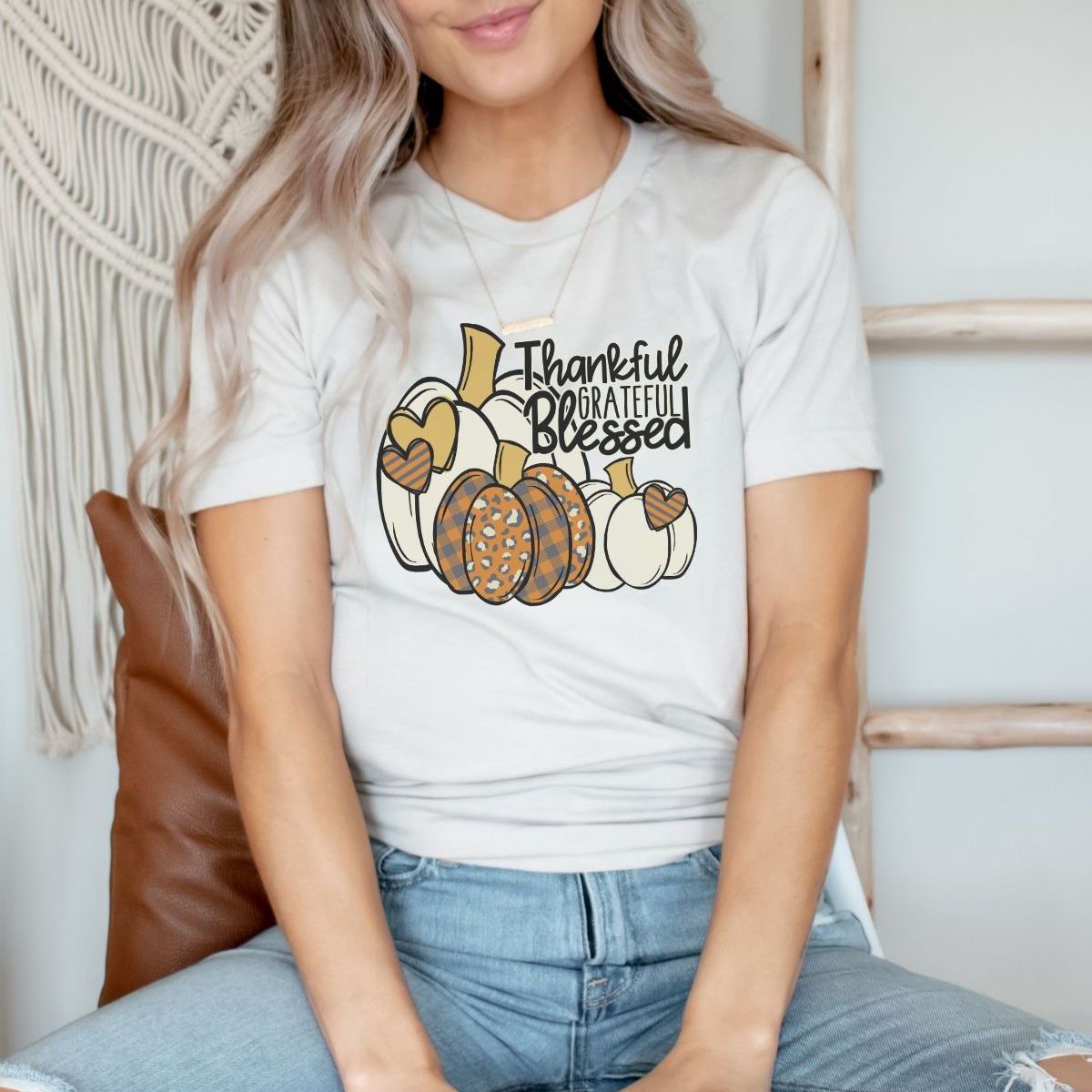 Thankful Grateful Blessed Women's T-Shirt Thanksgiving
