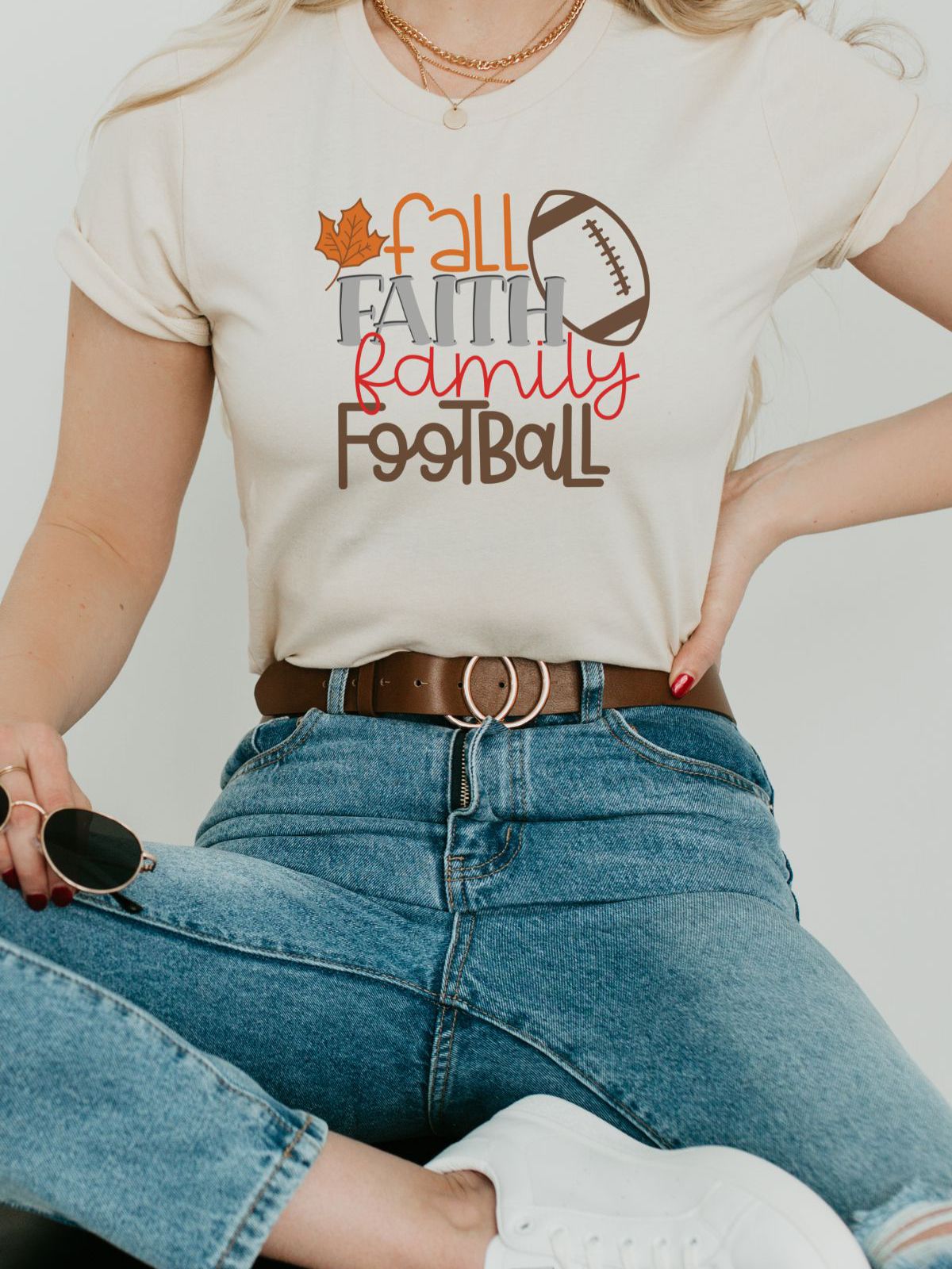 Fall Faith Family Football Women's Tee