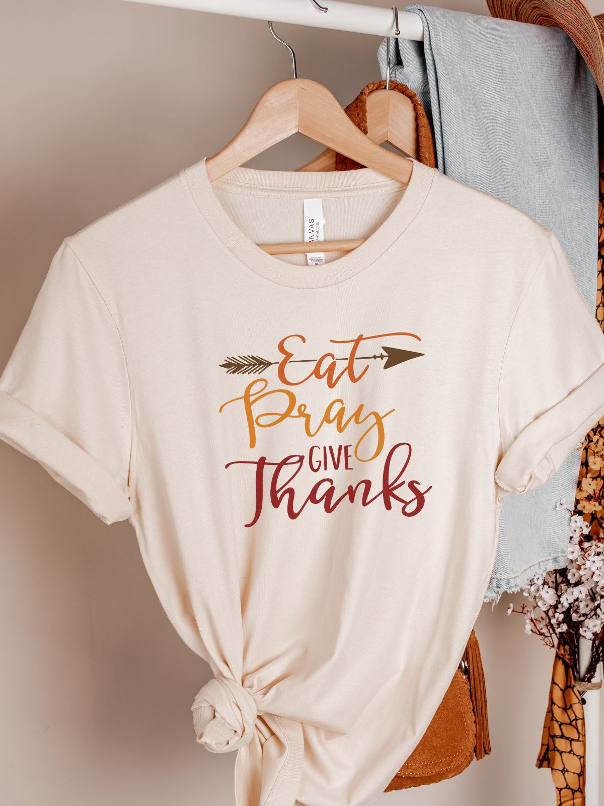 Eat Pray Give Thanks Womens Tee Thanksgiving