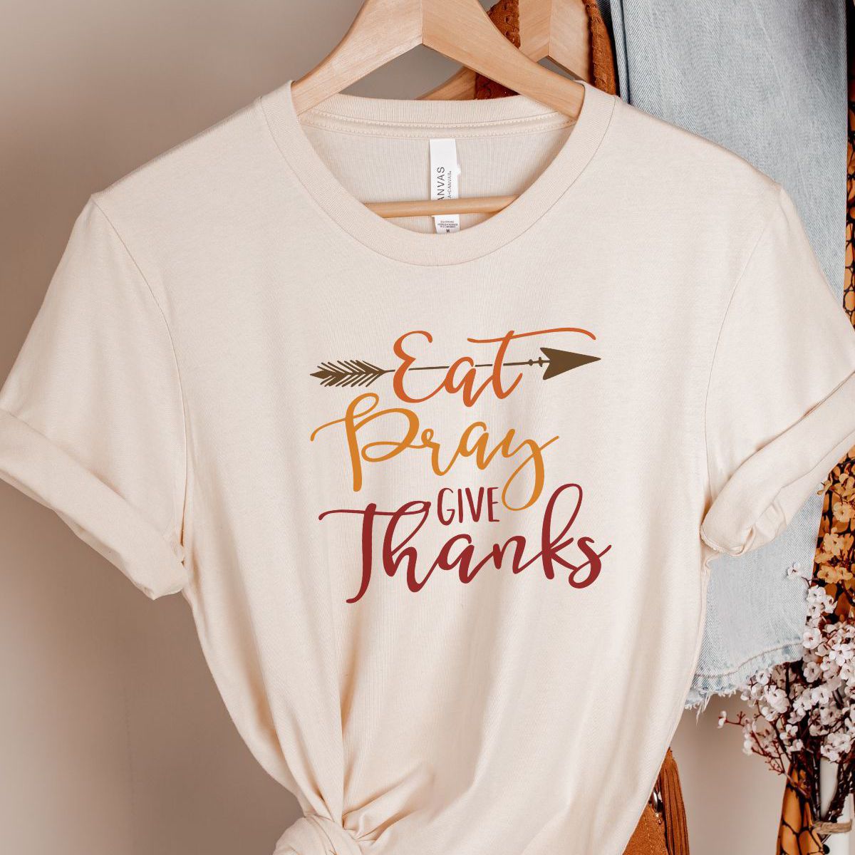 Eat Pray Give Thanks Womens Tee Thanksgiving