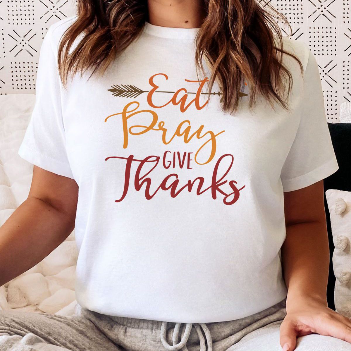 Eat Pray Give Thanks Womens Tee Thanksgiving