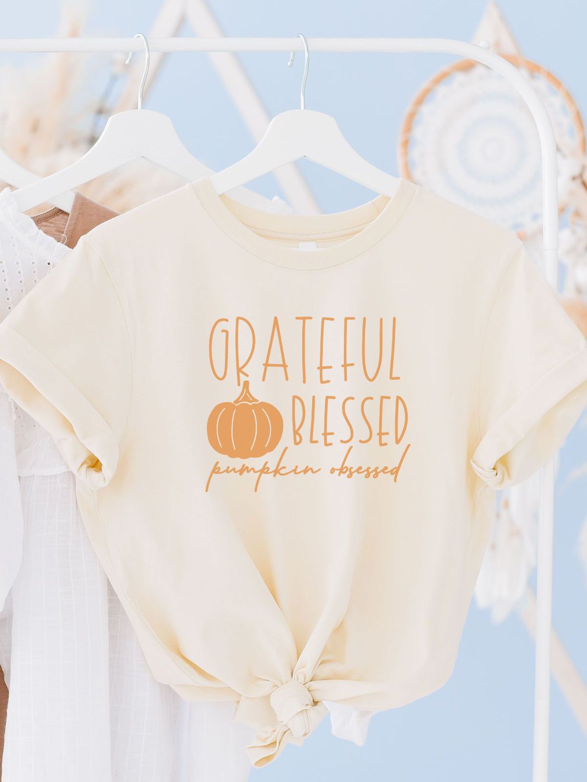 Grateful Blessed Womens T-Shirt Thanksgiving