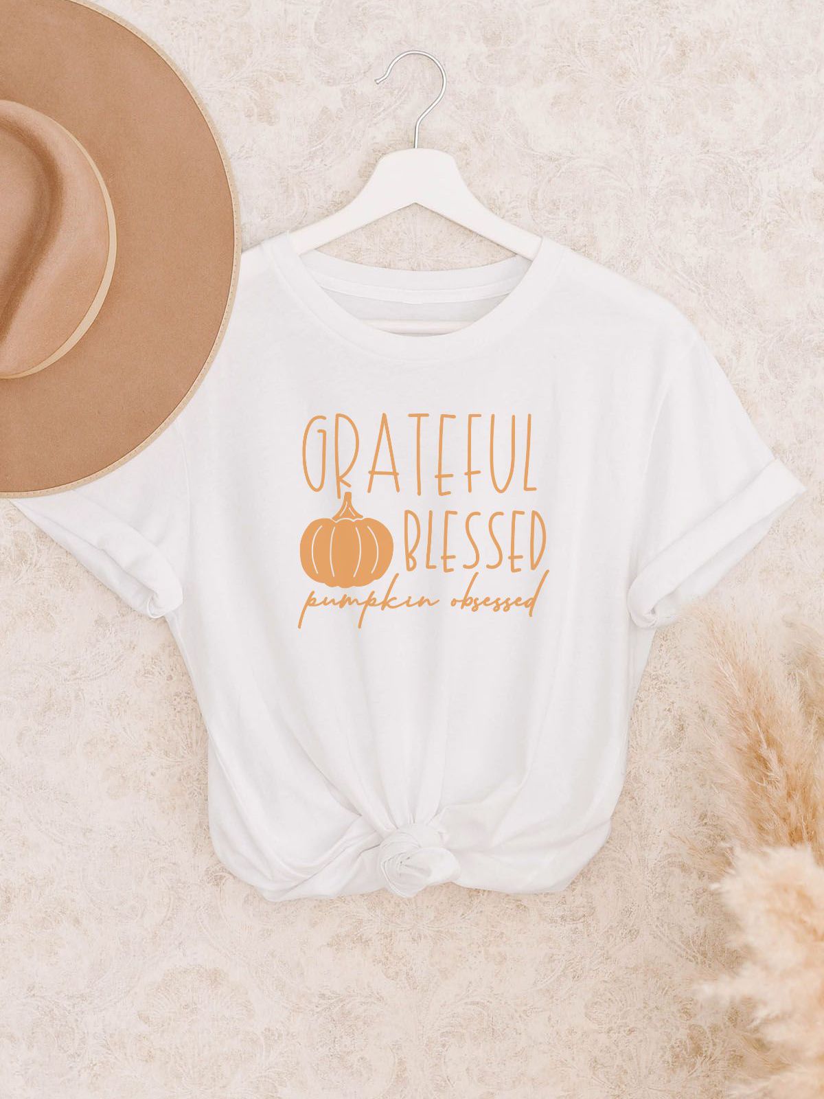 Grateful Blessed Womens T-Shirt Thanksgiving