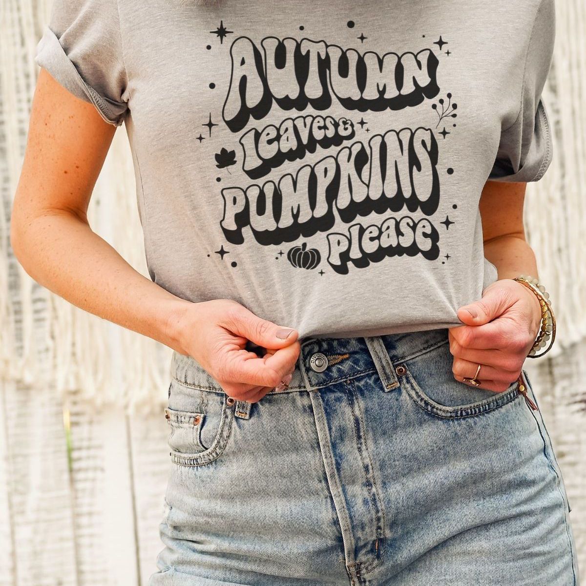 Autumn Leaves Pumpkins Womens Tee Fall