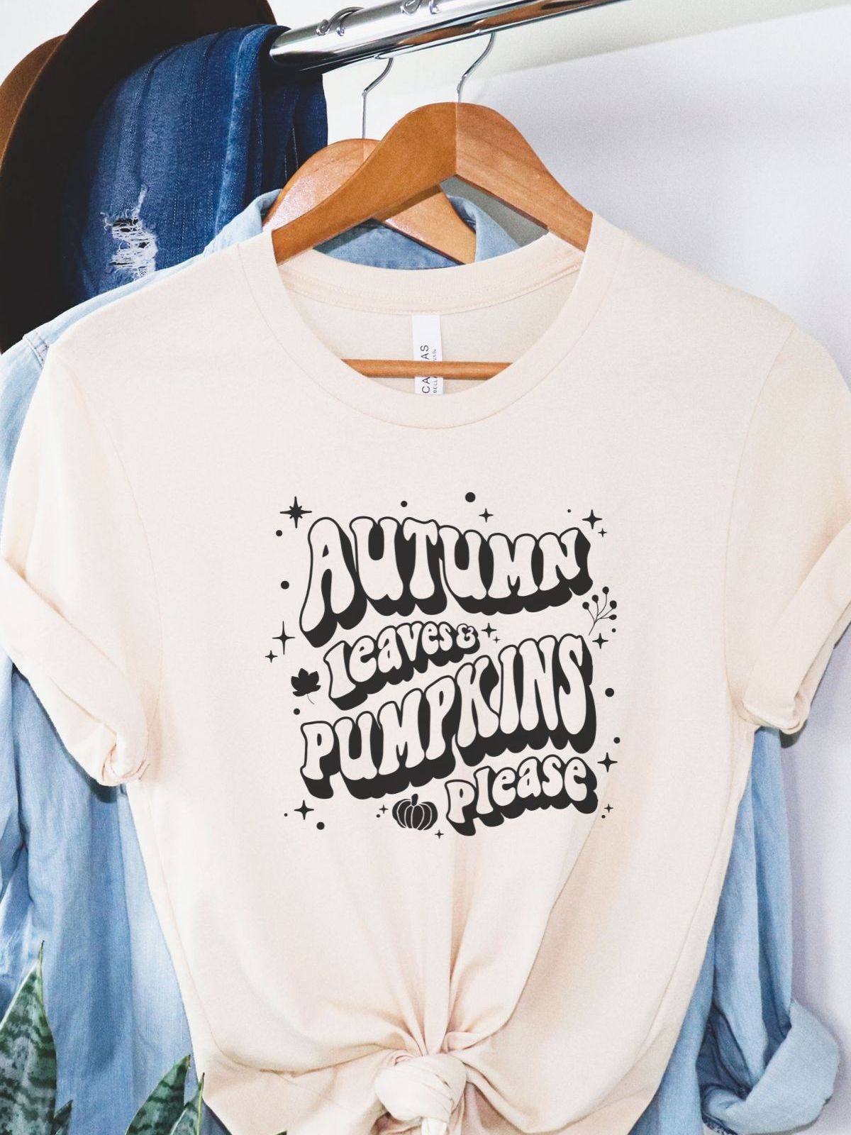 Autumn Leaves Pumpkins Womens Tee Fall